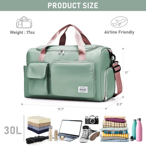 Miniatura 3 de NPBAG Bolsa de viaje para mujer, bolsa de mano grande expandible para fin de semana, bolsa de entrenamiento de gimnasio, bolsa de noche, bolsa