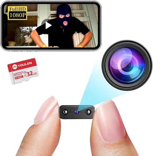 32G gratis: cámara inalámbrica más pequeña, detector de cámara WiFi espía HD1080P, cámara para mascotas, cámara de monitor de bebé para visión