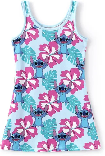 Miniatura 10 de Disney Stitch Princess Frozen Elsa Minnie Mouse - Vestido sin mangas para niñas, vestido acampanado para verano, playa, 2-9 años