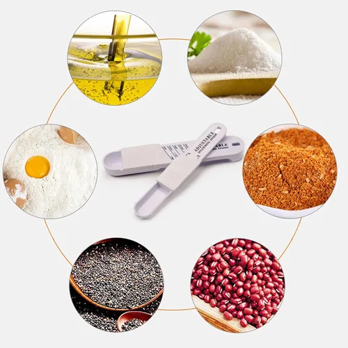 Miniatura 2 de Cuchara medidora ajustable, doble extremo todo en uno, cuchara dosificadora ajustable para hornear, cocinar, polvo, aceite, azúcar, sal (juego de 2)