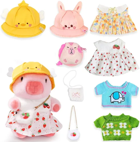 Miniatura 9 de Capybara - Peluche de Capybara con 9 prendas y accesorios, súper suave, para niños y niñas de 10.2 pulgadas (Capybara negro)