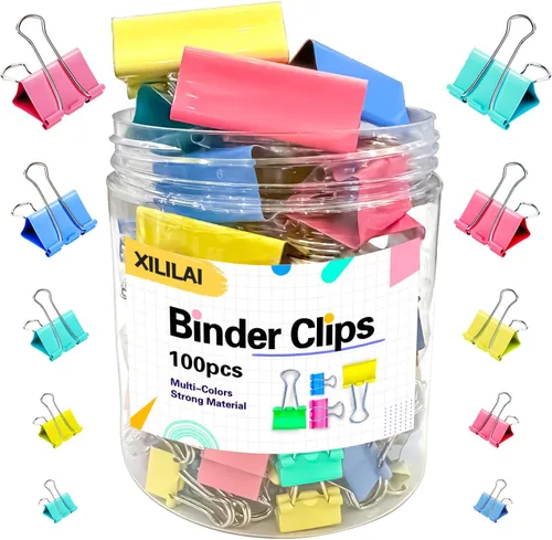 Clips para carpeta, 100 clips grandes para carpetas de varios tamaños, clips de carpeta medianos y pequeños para papeleo, Bulldog, clips de oficina,