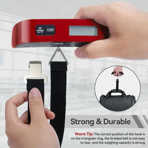 Miniatura 7 de Dr.meter - Báscula de equipaje con retroiluminación LCD PS02 de 110 libras110.2 lbs, equilibrio electrónico, accesorios de viaje postales digitales
