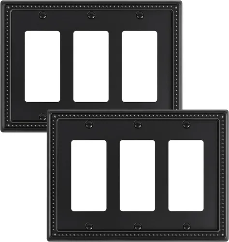 Miniatura 97 de Paquete de 4 placas de cubierta para interruptor de luz de palanca individual, cubiertas decorativas de perlas, placa de pared de metal almendra
