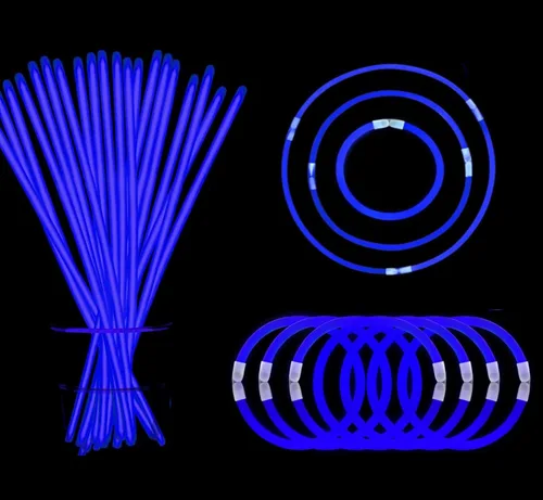Blue Glow Sticks - Pulsera de luz a granel con conectores, 50 unidades, 8 pulgadas, suministros de fiesta de neón para Navidad, Año Nuevo, Día de