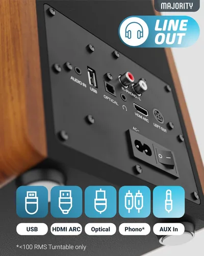 Miniatura 6 de Majority Altavoces de estantería con alimentación 5.3 Altavoces estéreo Bluetooth Altavoces de estantería activos de 100W Altavoces de monitor