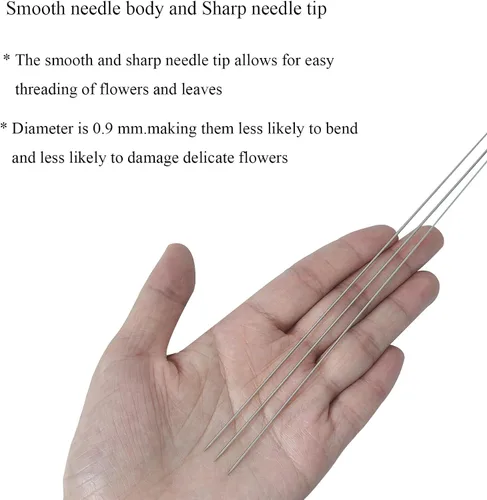 Miniatura 14 de 10 agujas Lei para fabricación de Leis, aguja de costura de ojos grandes de 4.7 pulgadas para manualidades, aguja larga de Lei para hacer flores
