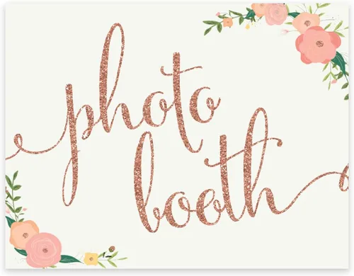 Miniatura 71 de Andaz Press Letreros de fiesta de boda, purpurina de oro rosa sintético con flores, 8.5 x 11 pulgadas, resalta tu versículo bíblico favorito