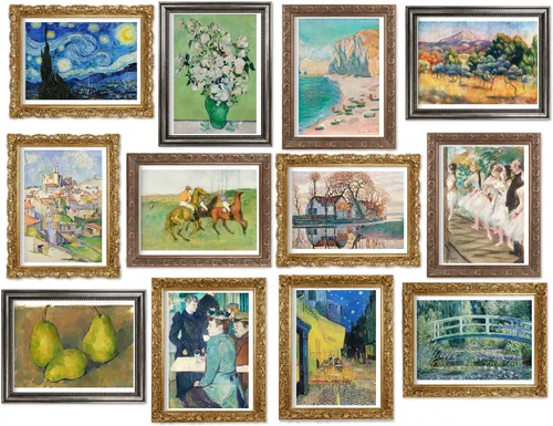 Ink Inc. Pintores maestros impresionistas de Monet Van Gogh | Decoración de pared del museo | Nenúfares girasoles océano | (pintores impresionistas,