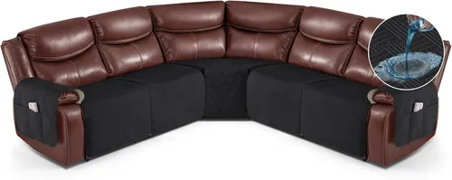 Miniatura 24 de KinCam Fundas impermeables para sofá modular reclinable, fundas de sofá reclinable de gran tamaño para sofá en forma de L, funda de sofá Chocolate
