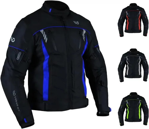 WD Motorsports - Chaqueta para motociclista modelo Vegas II, para hombre, para circular en pista o fuera de pista, acorazada, para enduro, azul