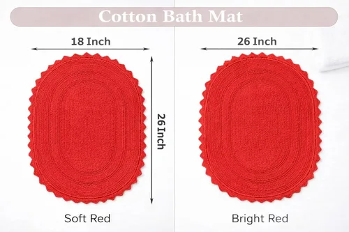 Miniatura 5 de Royal Blaze Tapete de baño de algodón rojo, reversible, pequeño ovalado de 18 x 26 pulgadas, lavable y decorativo