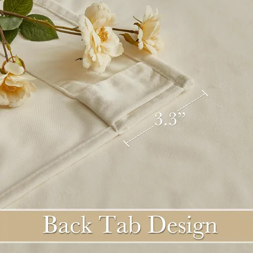 Miniatura 3 de RYB HOME - Cortinas de terciopelo beige, cortinas decorativas resistentes con pestaña trasera, cubierta de privacidad para oscurecer habitación