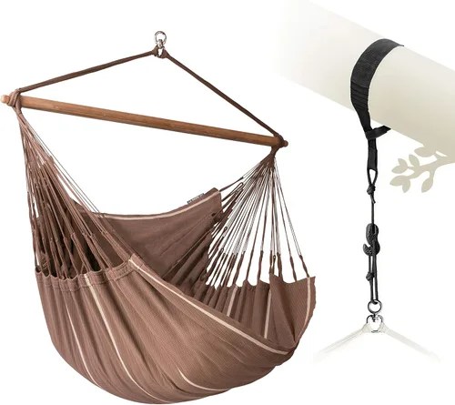 Miniatura 33 de La Siesta® XL King Habana - Hamaca colgante de algodón, para interiores y exteriores, silla colgante bohemia para dormitorio, patio, máximo 355