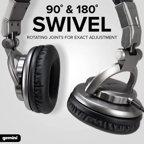 Miniatura 7 de Gemini Auriculares profesionales con cable para DJ, auriculares de estudio sobre la oreja para producción de música, podcasting, grabación y mezcla