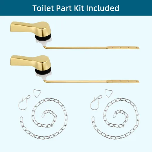 Miniatura 2 de Hygie Rinse Palanca de Manija de Inodoro de Metal de 2 Piezas Repuesto de Descarga, Manija de Inodoro Universal de Montaje Frontal con Cadenas