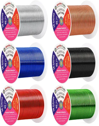Miniatura 210 de Mandala Crafts - Alambre de aluminio anodizado de 8 calibre para hacer joyas - 9.75 m de alambre flexible negro colorido - Flexible para bonsái