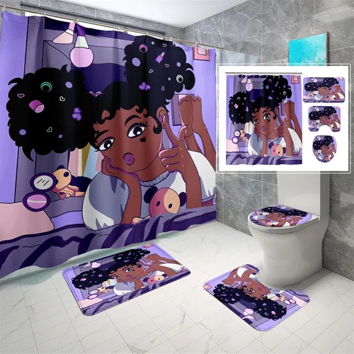 Miniatura 14 de BATATADOCE Juego de baño Gaming con cortina de ducha y alfombras para niños