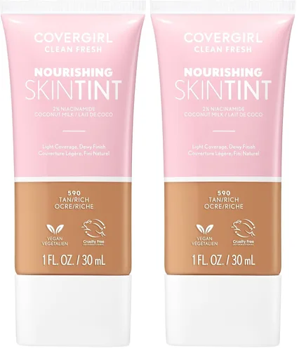 Miniatura 24 de COVERGIRL Clean Fresh Tinte para piel nutritivo, 550 Claro/Medio, base líquida, acabado húmedo, infundido con coco y aloe, fórmula vegana 550