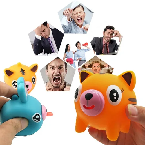 Miniatura 4 de Juguete para apretar para niños, juguetes de descompresión para niños, juguete de liberación de estrés con diseño de conejo, oso tigre, oso, cerdo