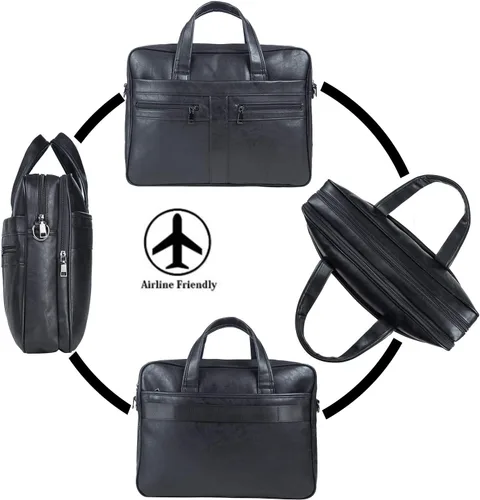 Miniatura 5 de seyfocnia Men's Leather Messenger Bag, Laptop Briefcase Business Satchel Computer