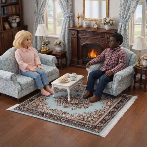 Miniatura 3 de Juego de 4 alfombras de área para casa de muñecas, accesorios de alfombra en miniatura para casas de muñecas, decoración rectangular de suelo de 6 x