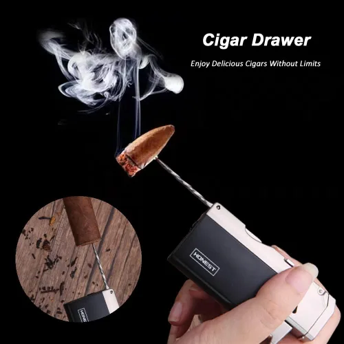 Miniatura 4 de PROMISE Jet Torch - Encendedor de puros, llama ajustable, recargable con butano, para exteriores (gris)