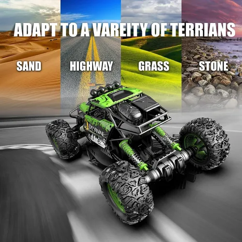 Miniatura 7 de CROBOLL Autos RC grandes 1:12 para niños con función de elevación mejorada, auto de control remoto 4WD de 2.4 GHz, juguete de regalo, camión Verde