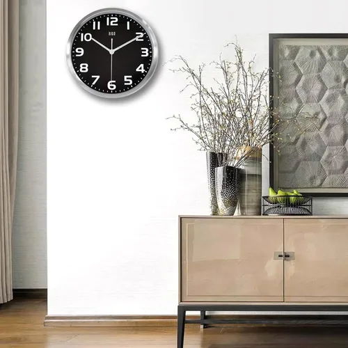 Miniatura 6 de HITO Reloj de pared con luz nocturna de 12 pulgadas, funciona con pilas, brillo ajustable, marco de metal, cubierta de vidrio