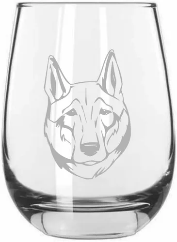 Miniatura 406 de Sakhalin Husky Dog - Copa de vino grabada personalizada de 15.25 onzas sin tallo