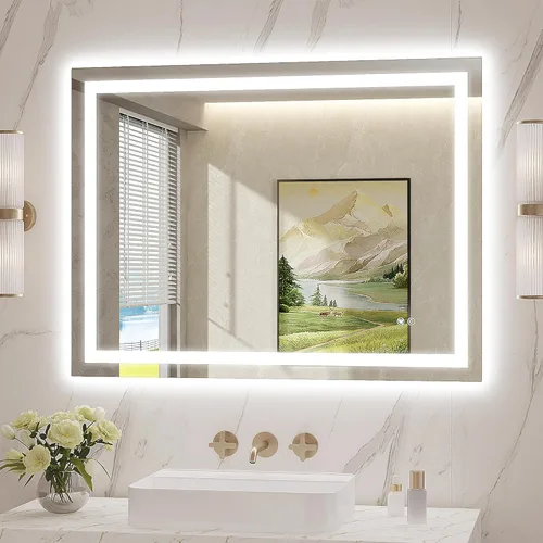 Miniatura 19 de Espejo LED para baño de 20 x 28 pulgadas, espejos de tocador de baño iluminados con luces, espejo antivaho más brillante con iluminación frontal