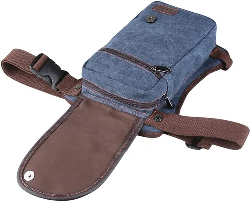 Miniatura 5 de Bolsa de pierna caída para motocicleta, lona duradera con múltiples bolsillos, cintura máxima de 56 pulgadas, Azul oscuro, Moda