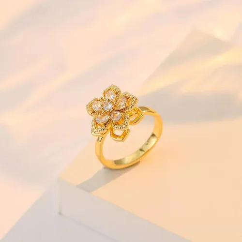 Miniatura 27 de Sunflower Ring Spinning Fidget Rings for Anxiety Open Adjustable Spinner Sun Ring Creative Relieving Stress Rotating Jewelry