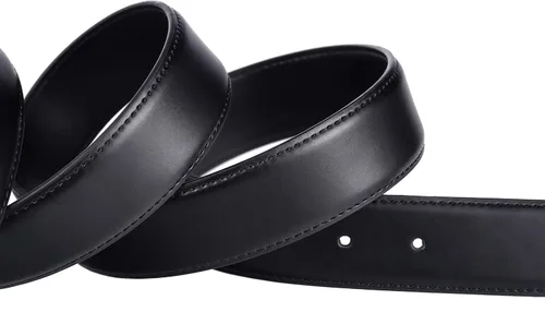 Miniatura 4 de Cinturón de cuero para hombre, para usar con pantalones vaqueros, color negro