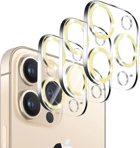 Paquete de 3 protectores de lente de cámara de vidrio templado Dengduoduo para iPhone 13 Pro de 6.1" y iPhone 13 Pro Max de 6.7", brillo de diamante