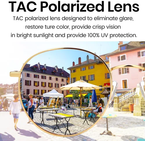 Miniatura 5 de Veda Tinda Vision Gafas de sol redondas pequeñas vintage clásicas retro para mujeres y hombres, protección UV400 con cadena