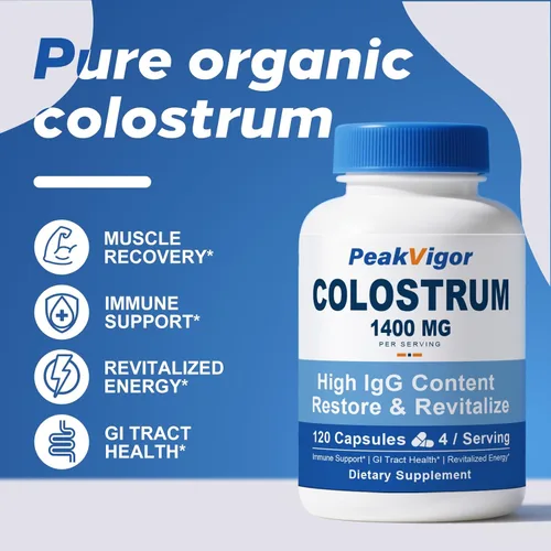 Miniatura 4 de Cápsulas de calostro bovino orgánico, suplemento de calostro de 1400 mg en polvo para apoyo inmunológico e intestinal, apoyo energético, salud