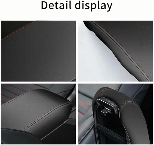 Miniatura 6 de AOMSAZTO Funda de consola para Nissan Altima 2019-2023, 2024 2025, fundas para reposabrazos para Nissan Altima, color negro con costuras rojas