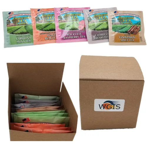 Juego de regalo de muestra de té con bolsas de té negro Charleston Tea Plantation - Juego de caja de regalo WGIS #3 con bolsa de sabor adicional