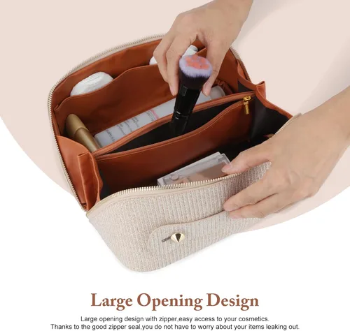 Miniatura 5 de KEYPOWER Bolsa de cosméticos de lentejuelas con purpurina de gran capacidad, bolsa de maquillaje de viaje, bolsa de aseo portátil brillante