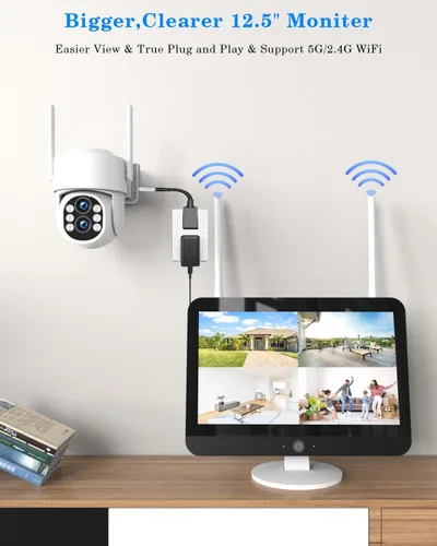 Miniatura 4 de Sistema de cámara de seguridad inalámbrica para exteriores para el hogar, ZHXINSD Juego de 4 cámaras con lente dual 6MP 10X Zoom híbrido 360°