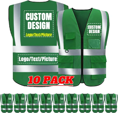 Miniatura 29 de BeautyWill Chaleco de seguridad con logotipo personalizado Class2 Chaleco reflectante de alta visibilidad con bolsillos y cremallera chaleco