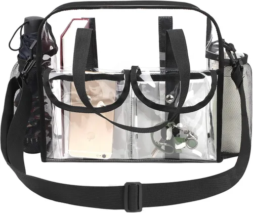 Miniatura 3 de MOFASVIGI Bolsa transparente aprobada para estadios, transparente, impermeable, para trabajo, juegos deportivos, conciertos, viajes, 12 x 12 x 6