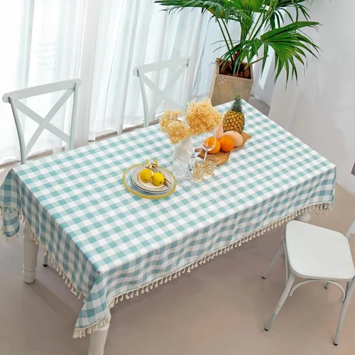 Miniatura 6 de Midsummer Breeze - Mantel a cuadros cuadrado de mezcla de algodón y colección Gingham, ideal para cocina, restaurante, casa de campo, decoración