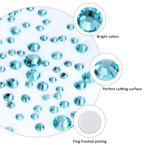 Miniatura 5 de 3792 diamantes de imitación con parte trasera plana para manualidades, piedras preciosas de cristal para uñas, diamantes de imitación brillantes