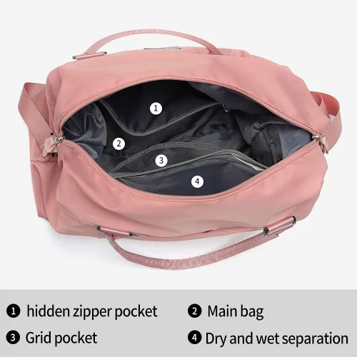 Miniatura 8 de Bolsos de viaje para mujer, para llevar en el fin de semana, bolsa de gimnasio deportiva, bolsa de entrenamiento, para pasar la noche y colgar al