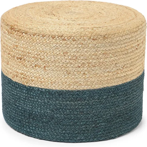 Miniatura 20 de REDEARTH Puf circular de yute, puf otomano – Puf trenzado con acento para sentarse redondo reposapiés para sala de estar, dormitorio, guardería