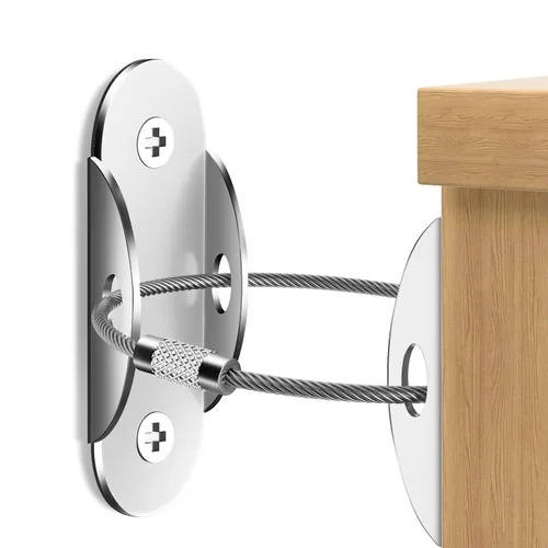 Miniatura 12 de RORMGO Anclajes para muebles, paquete de 10 anclajes antipunta para muebles a prueba de bebés, correas de anclaje de pared de metal extra fuertes