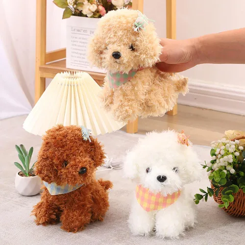 Miniatura 5 de Peluche de perro de 8 pulgadas, juguete de peluche para perro, gran regalo para niños en casa (marrón)