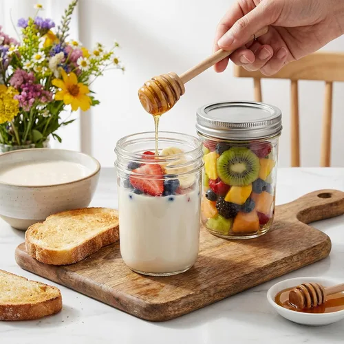 Miniatura 7 de Eathtek Tarros Mason de 8 onzas, paquete de 24 frascos de 8.1 fl oz con tapas regulares para almacenamiento de gelatina, hierbas, especias y miel